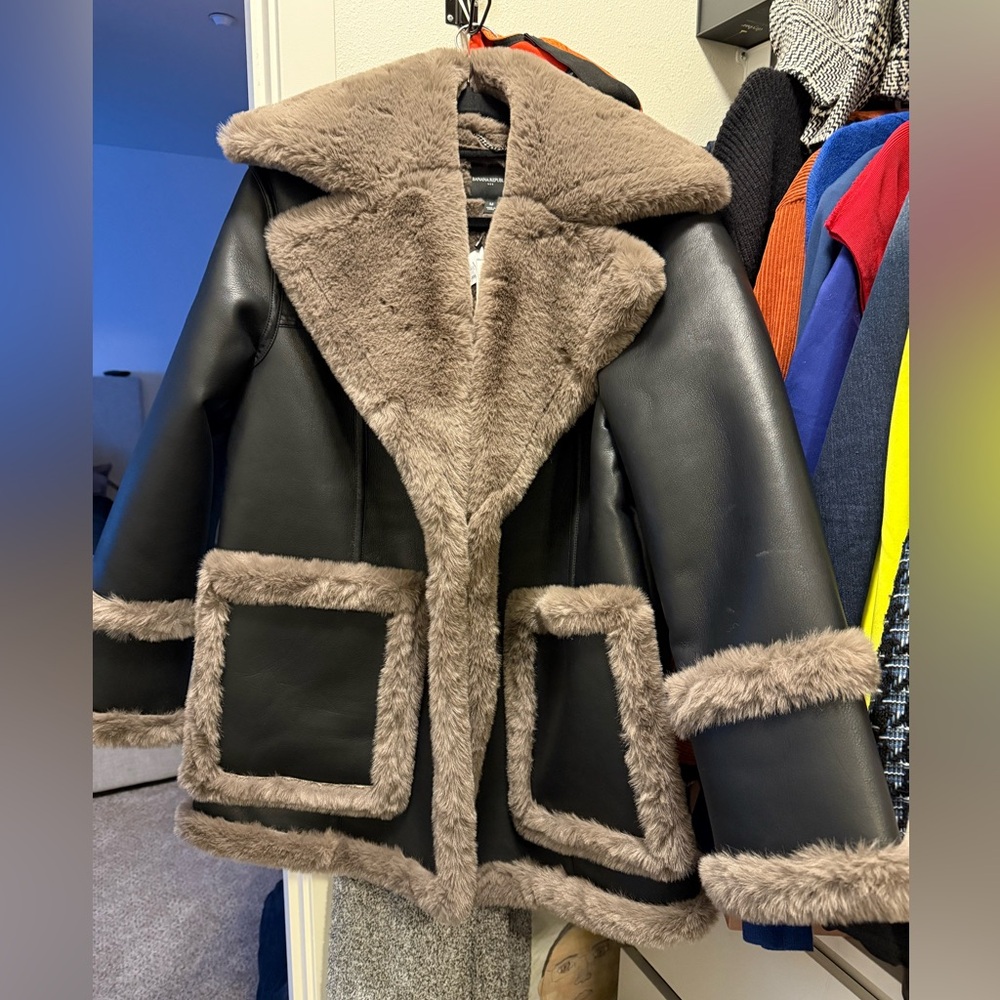Brand new with tags Banana Republic vegan leather shearling jacket.